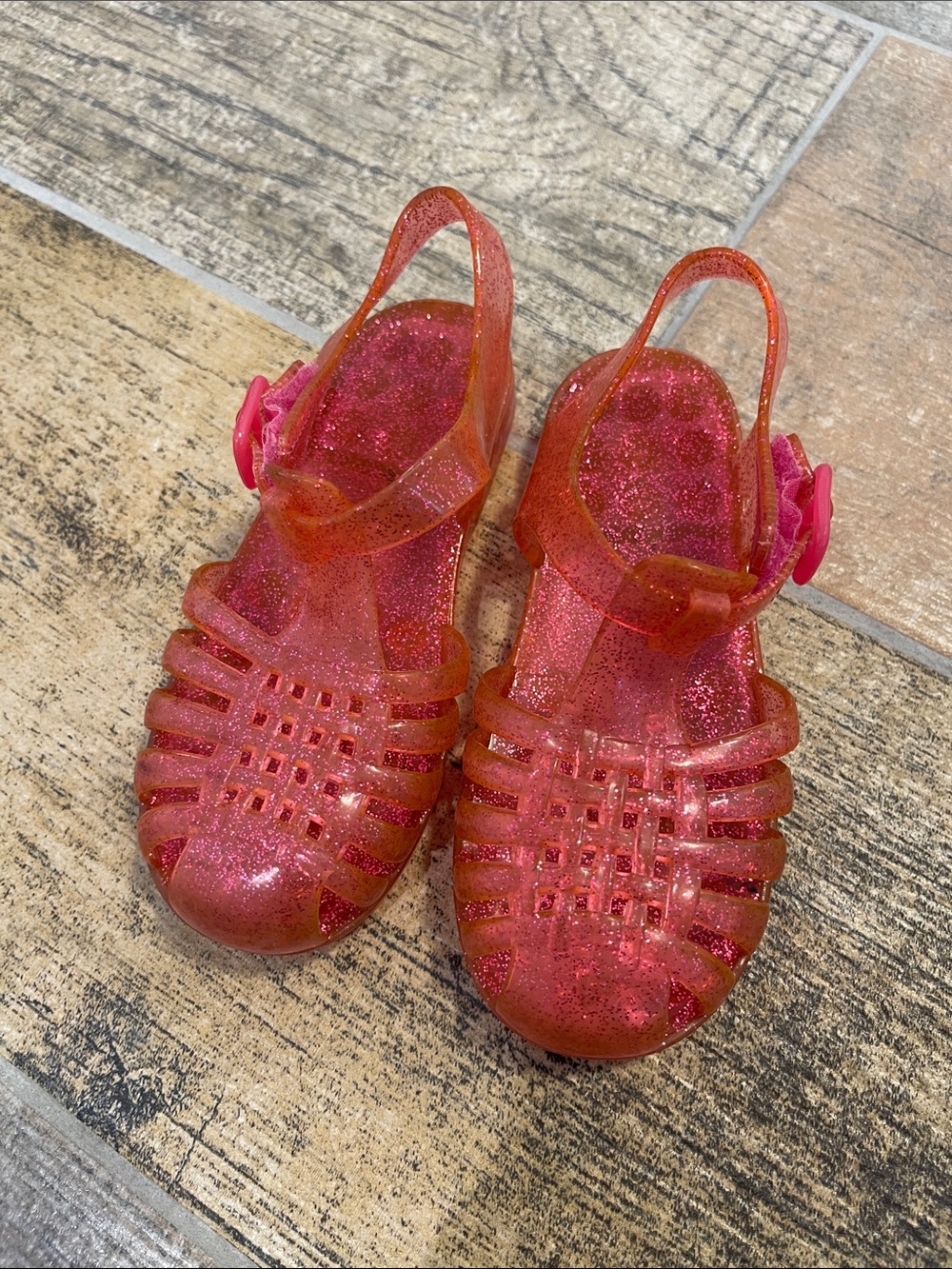Girls Pink Sparkle Jelly Sandals Size 9/10 L
